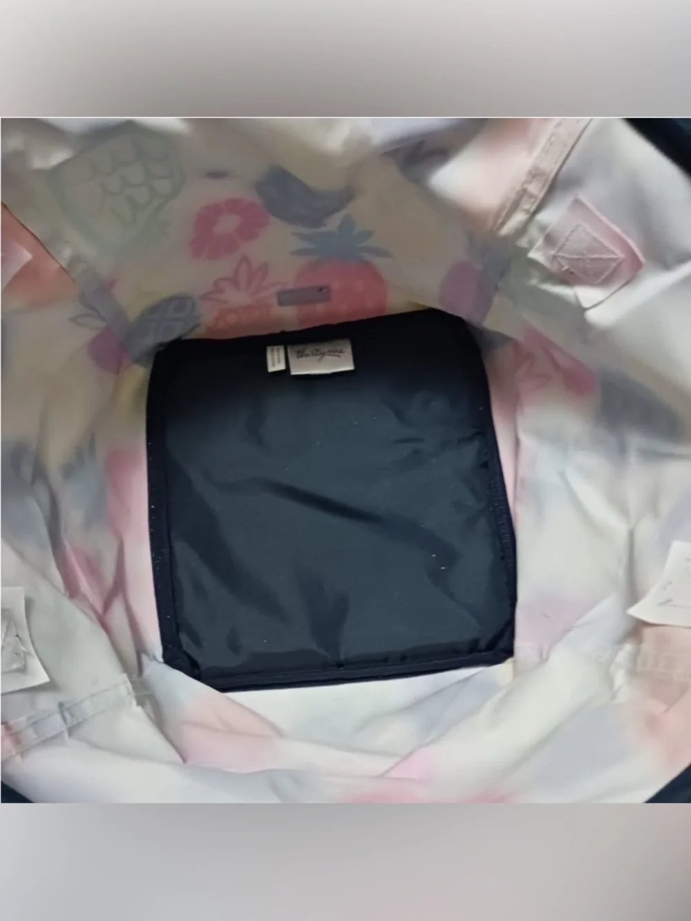 Set/Bundle- Thirty-One Tropical Pineapple Storage Bin & Striped Pouch